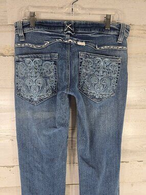 VTG Y2K Handbook Bootcut Jeans Women’s Size LARGE Blue Stretch Denim Embroidered